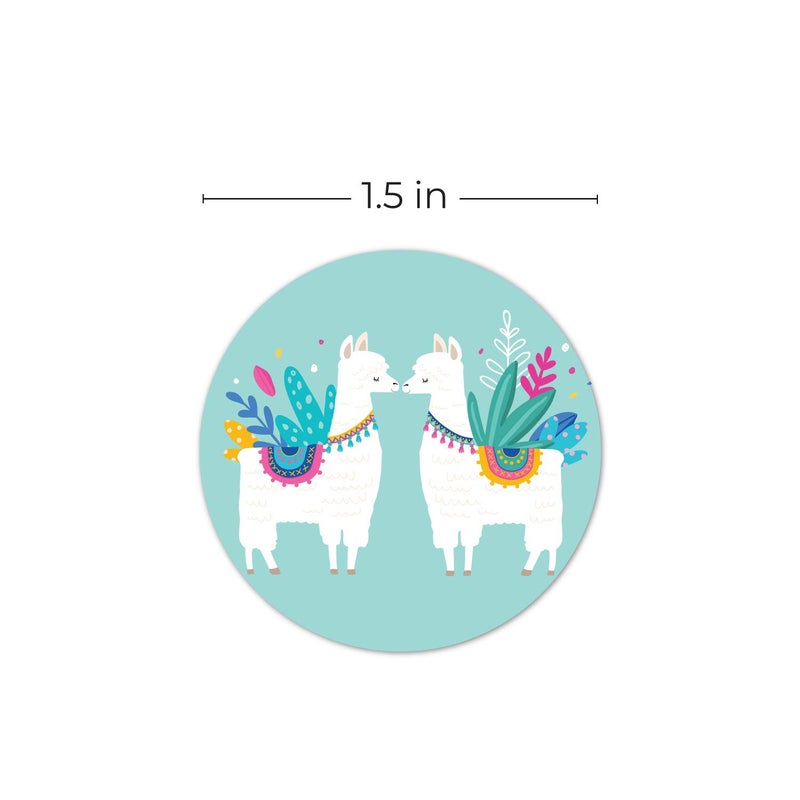 SBlabels Llama Party Stickers / 250 Festive Desert Event Decals / 1.5" Vibrant Animal Round Envelope Seals / 6 Colorful Alpaca Designs/Made in The USA - Image 5